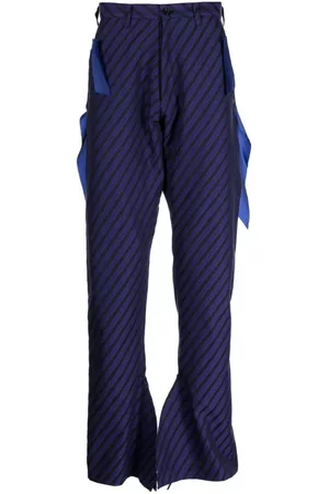 Sulvam Pantalones rectos a rayas diagonales