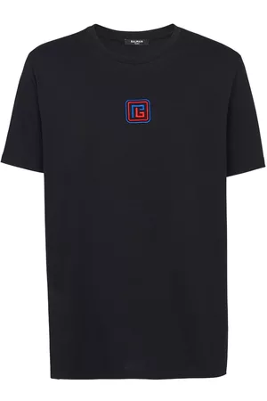 Balmain Camiseta con logo bordado y manga corta