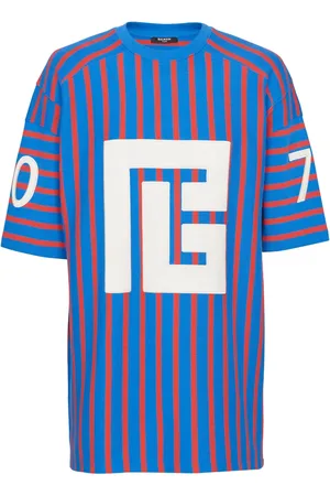 Balmain Camiseta a rayas con estampado Maxi PB