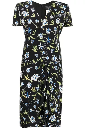 CHANEL Vestido con motivo floral 1997