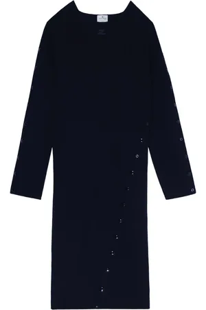 Courrèges Vestido midi con cuello redondo