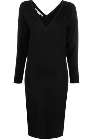 Stella McCartney Vestido midi de punto con cuello en V