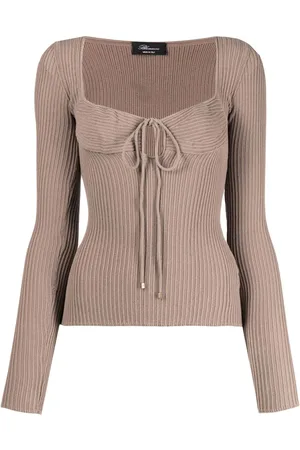 BLUMARINE Jersey de canalé con cuello lazado
