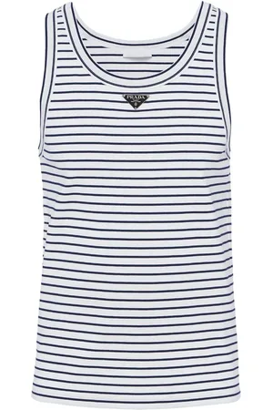 Prada Top sin mangas con logo y rayas