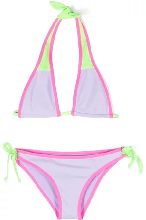 MC2 SAINT BARTH Bikini con logo bordado con cuello halter