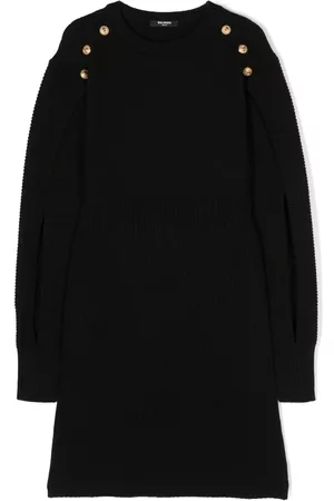 Balmain Vestido de canalé con botones