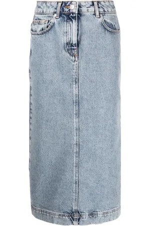 Moschino Falda midi vaquera con efecto lavado