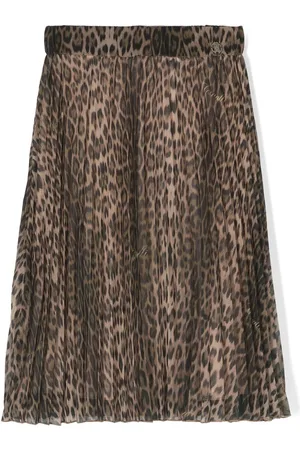 Roberto Cavalli Falda plisada con estampado de guepardo