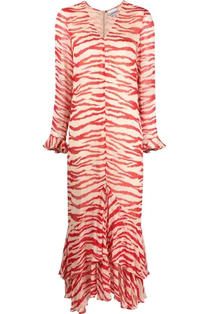 Ganni Vestido largo con estampado de tigre