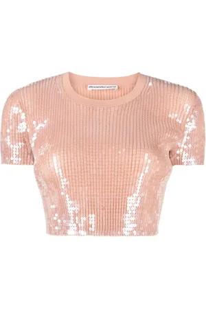 Alexander Wang Camiseta corta con lentejuelas