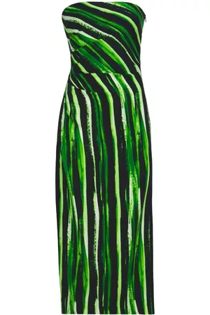 Proenza Schouler Vestido midi palabra de honor con estampado gráfico