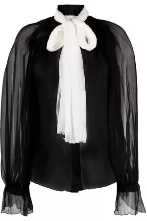 Atu Body Couture Blusa translúcida con lazo en el cuello