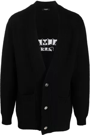 Balmain Cárdigan con logo en intarsia