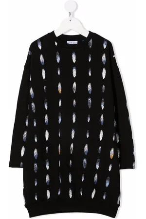 MARCELO BURLON Vestido estilo sudadera con motivo de plumas