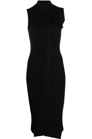 VERSACE Vestido midi Slashed con cuello vuelto