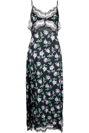 Msgm Slip dress largo con estampado rosa