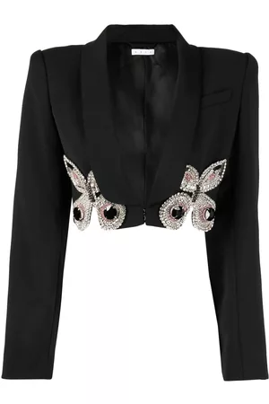 AREA Blazer corto con detalles de cristal