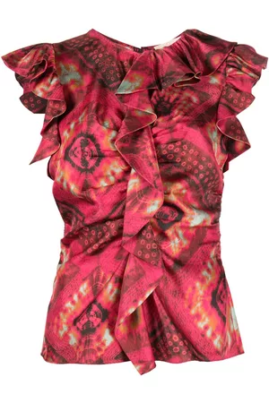 ULLA JOHNSON Blusa con estampado abstracto y volante
