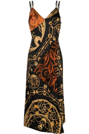 Marine Serre Slip dress con estampado gráfico