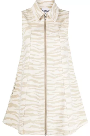 Ganni Minivestido vaquero con estampado de cebra