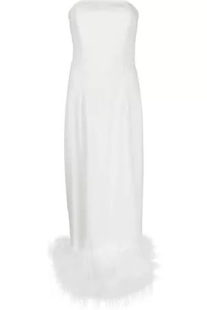 16Arlington Vestido Minelli midi con ribete de plumas