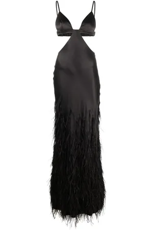 Cult Gaia Vestido de fiesta Raisa con plumas
