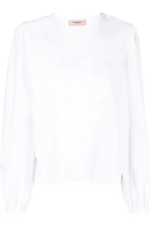 Twin-Set Blusa con bordado inglés