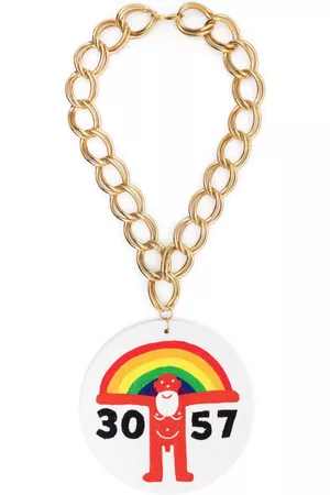 WALTER VAN BEIRENDONCK Collar de cadena con placa del logo oversize