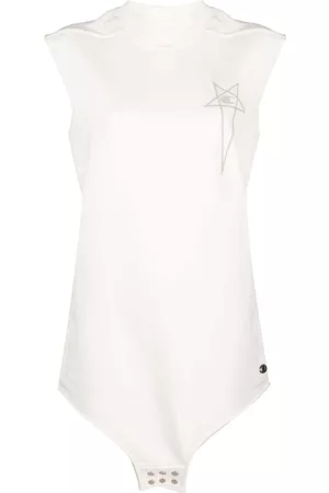 Rick Owens Top sin mangas con logo bordado