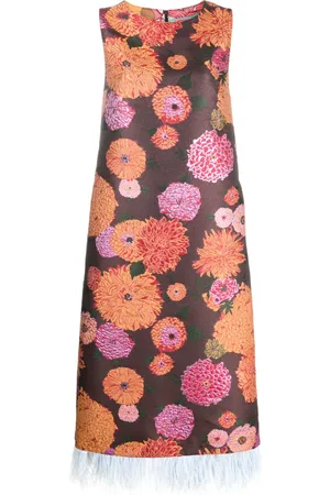 La DoubleJ Vestido midi Column en jacquard floral
