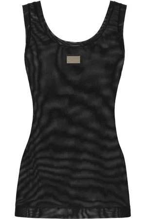 Dolce & Gabbana Top sin mangas con cuello en U y placa del logo