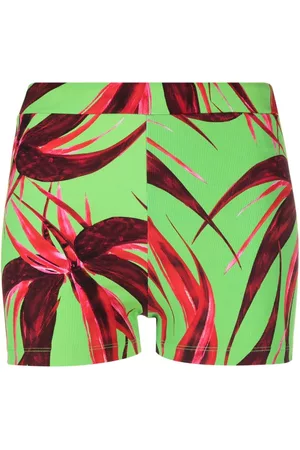 Louisa Ballou Shorts de canalé con estampado botánico