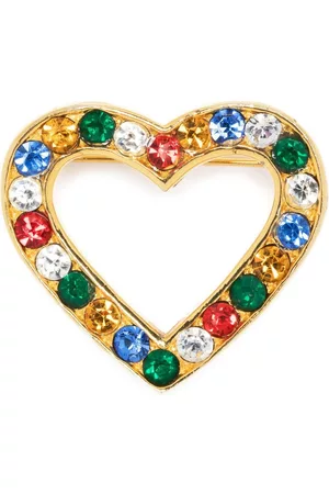 Moschino Broche de corazón con detalles de strass 1980
