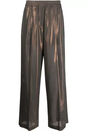 Brunello Cucinelli Pantalones anchos metalizados