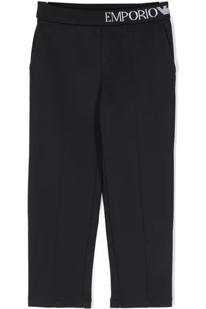 Emporio Armani Pantalones rectos con logo en la cinturilla
