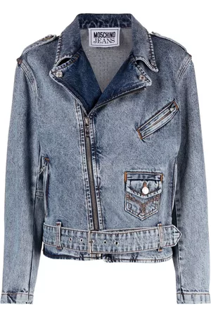 Moschino Chaqueta vaquera biker con detalle de cristales