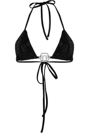 Philipp Plein Top de bikini con aplique del logo