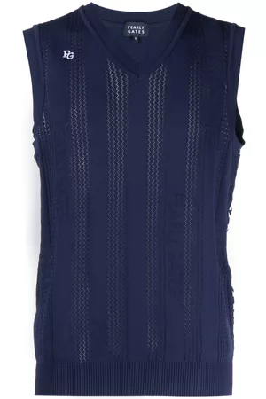 PEARLY GATES Top sin mangas con logo en jacquard y cuello en V