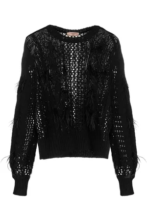 Twin-Set Jersey de punto de ochos con detalle de plumas