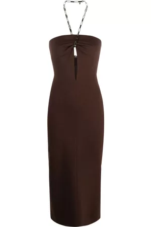 The Attico Vestido midi con cuello halter