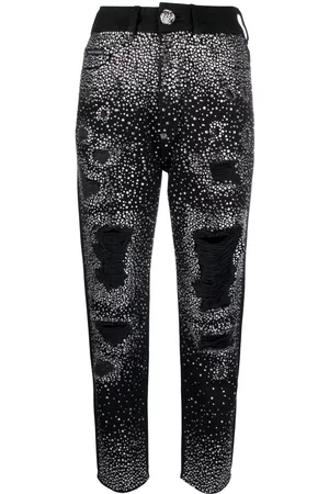 Philipp Plein Vaqueros boyfriend con detalle de cristales
