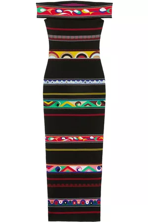 Puccini Vestido a rayas con hombro descubierto