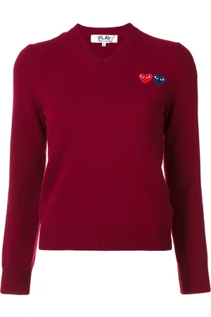 Comme des Garçons Jersey de cuello en V con dos corazones