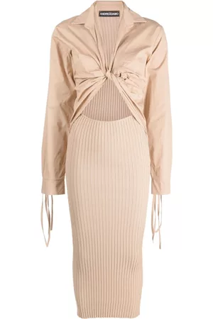 ANDREADAMO Vestido midi de canalé con efecto degradado