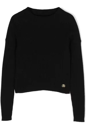 Roberto Cavalli Sudadera de canalé con placa del logo