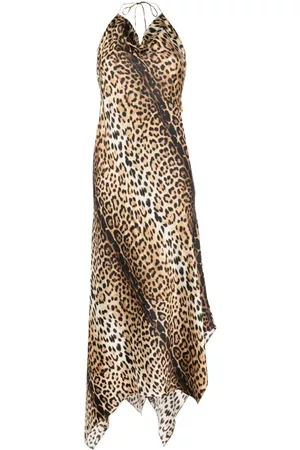 Roberto Cavalli Vestido con dobladillo asimétrico y cuello desbocado