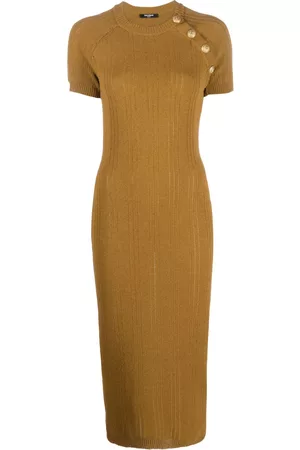 Balmain Vestido midi con apliques de botones
