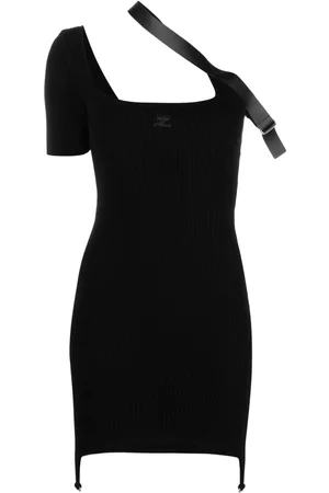 Courrèges Vestido corto asimétrico con detalle de correa
