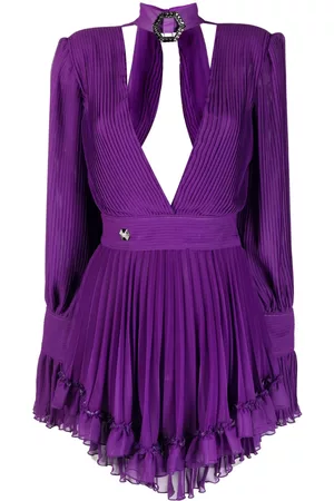 Philipp Plein Vestido plisado con escote en V