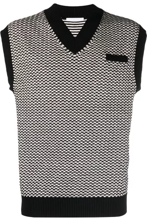 Helmut Lang Jersey a cuadros con cuello en V